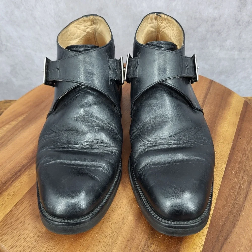 Kenneth Cole Boots Mens 7 Black Leather‎ Monk Strap Dress Shoes Italy Vtg 90s